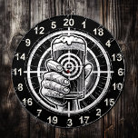 Man Cave Rustic Beer Design Dart Board<br><div class="desc">Bring the thrill of the hunt indoors with this circular design featuring a striking black-and-white beer glass held in hand and framed by a bold target. Perfect for man caves or hunting lodges,  this decor piece adds a rustic,  adventurous vibe to your space.</div>