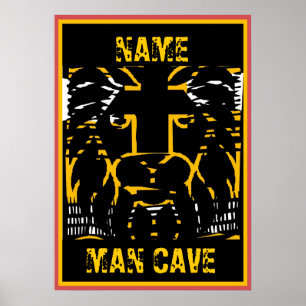 Man Cave Sign, edit name, Lion Head Poster