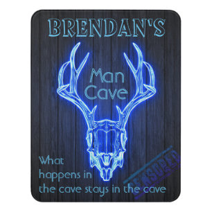 Man Cave Sign Neon Deer Antlers Cool