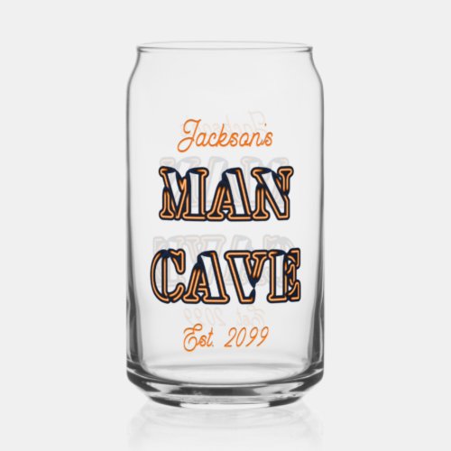 Man Cave Text Effect Beer Can Glass Drinkware