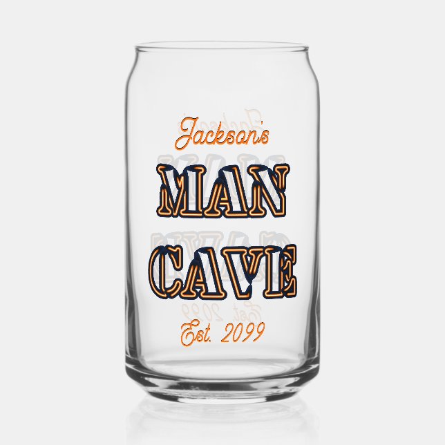 Man Cave Text Effect Beer Can Glass Drinkware (Front)
