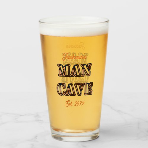 Man Cave Text Effect Pint Beer Glass Drinkware