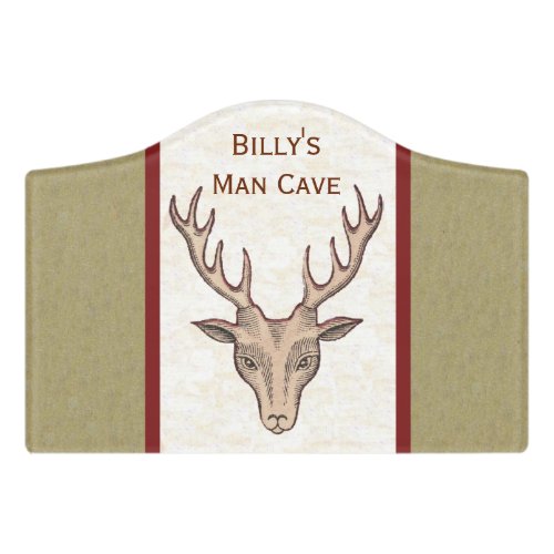 Man Cave Trophy Brown Deer Head Antlers Door Sign