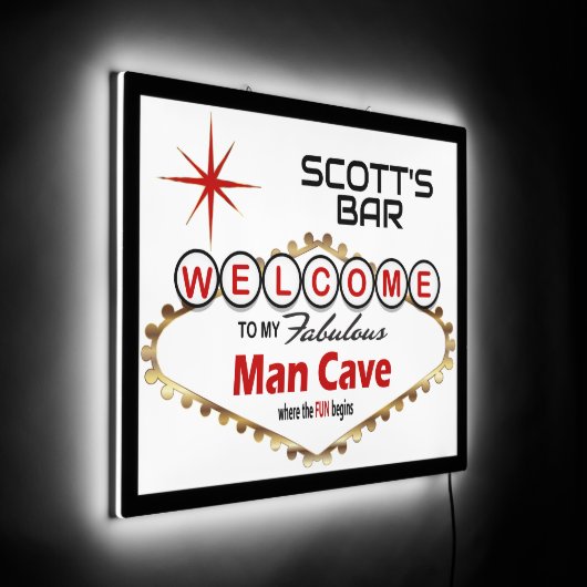 Man Cave - Vegas Style - Red LED Sign (Angle)