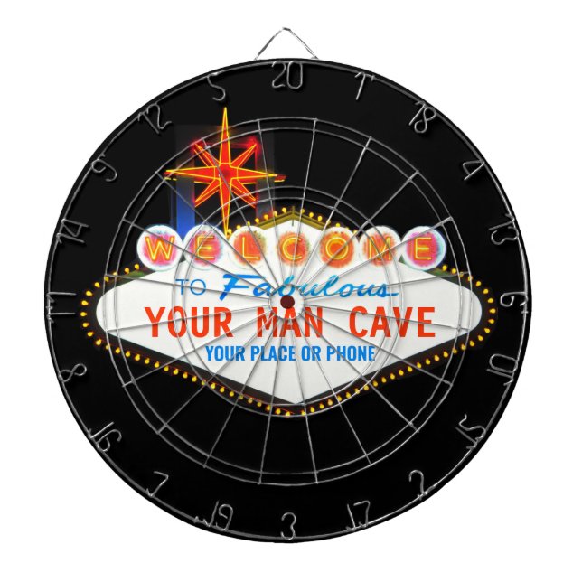 Man Cave Your Garage Famous Sign  Custom Name Dart Board (Front)