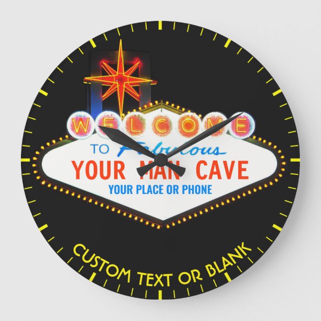 Man Cave Your Garage Famous Sign  Custom Name Large Clock (Front)