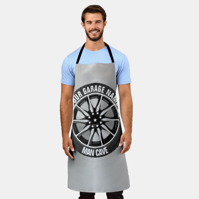 Man Cave Your Garage Tire Wheel Custom Name Apron (Worn)
