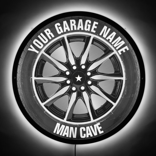 Man Cave Your Garage Tire Wheel Custom Name LED Sign