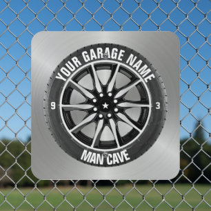 Man Cave Your Garage Tire Wheel Custom Name Metal Sign