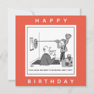 Man Cheating at Darts Cartoon Card