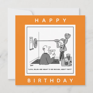 Man Cheating at Darts Cartoon Card
