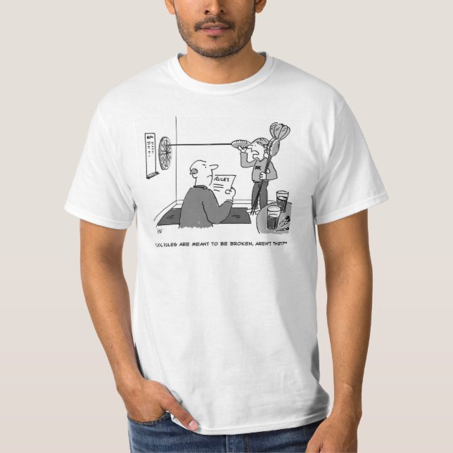 Man cheating playing a game of darts T-Shirt (Front)