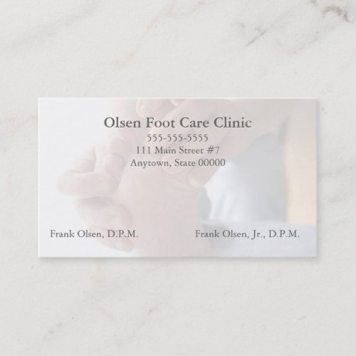 man checks skin on foot podiatry business card