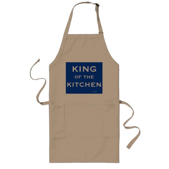 Man Chef Cook Funny Joke Name King of Kitchen Long Apron (Front)