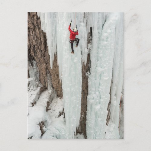 Man climbing ice Colorado Postcard