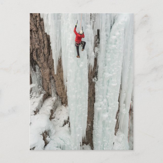 Man climbing ice, Colorado Postcard (Front)
