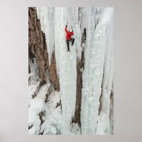 Man climbing ice Colorado Poster