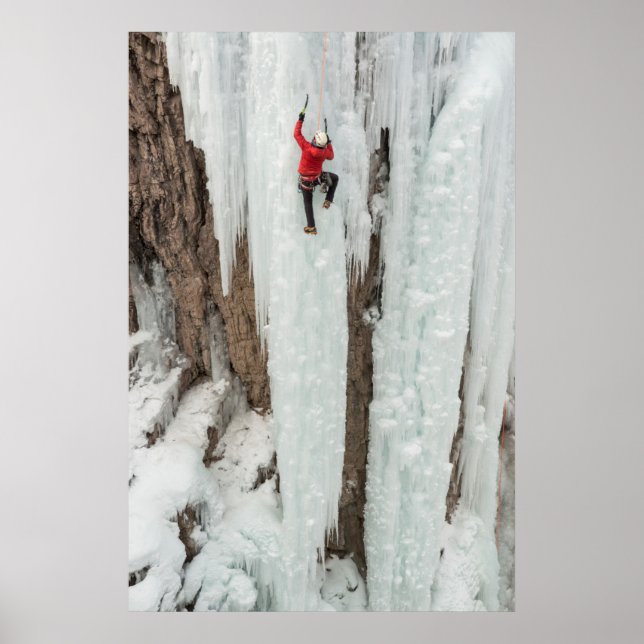 Man climbing ice, Colorado Poster (Front)