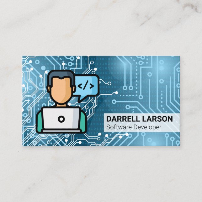 Man Coding | Circuit Board Modern Business Card (Front)