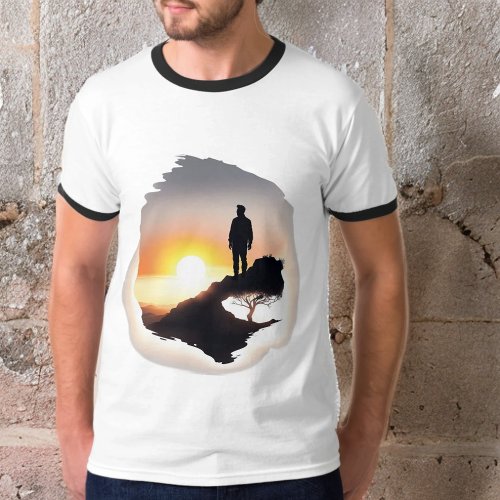 Man contemplating the sunrise   T_Shirt