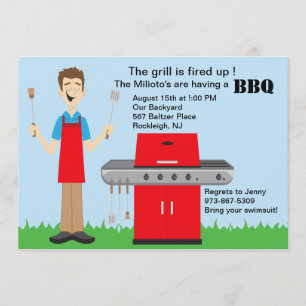 Man Cooking on the Grill Barbecue Invitation