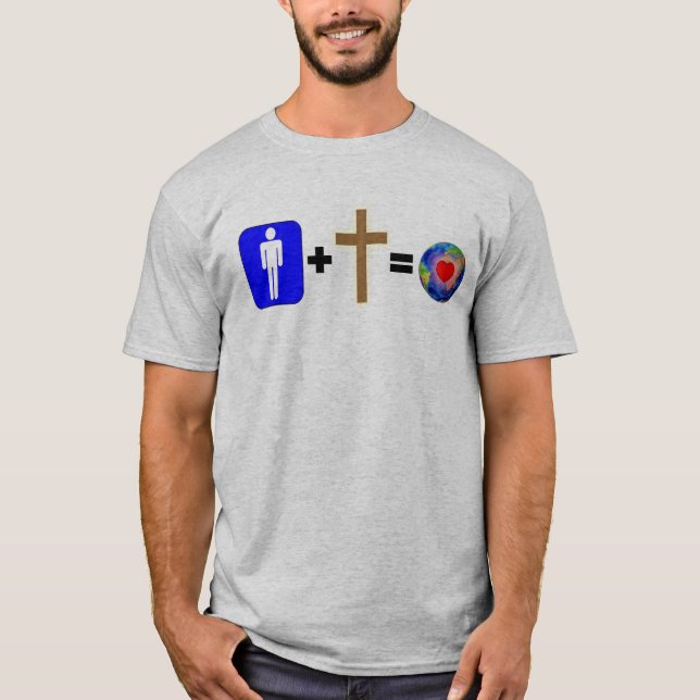 Man + Cross = World With Love T-Shirt (Front)