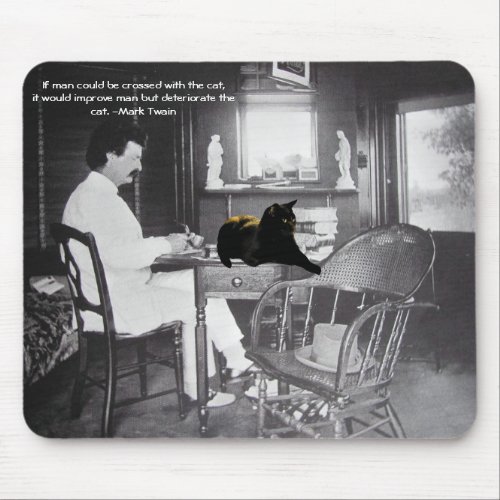 Man crossed with cat _ Mark Twain Mouse Pad