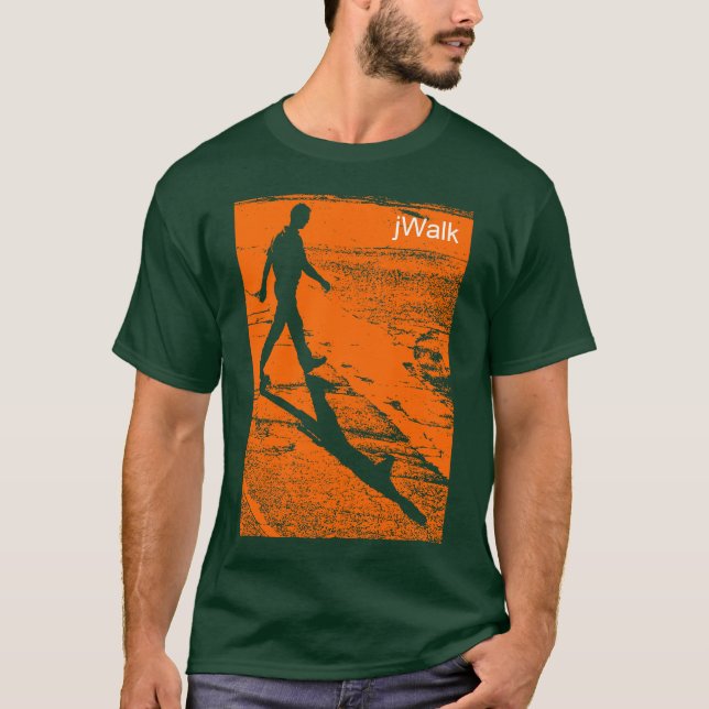 Man Crossing a Road - In Orange - (jWalk) T-Shirt (Front)