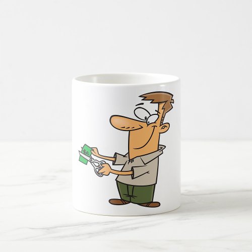 Man Cutting Up Money Coffee Mug
