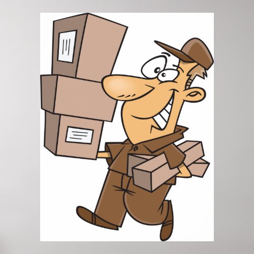 Man Delivering Parcels Poster