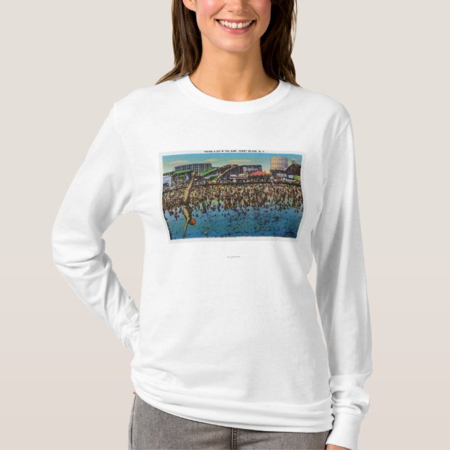 Man Diving and Taking a Dip in the Surf T-Shirt (Front)