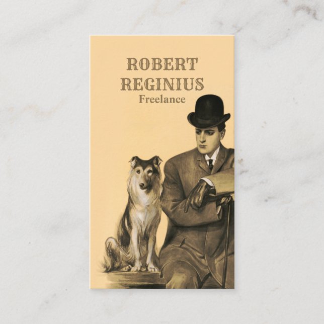 Man Dog Vintage Business Card (Front)