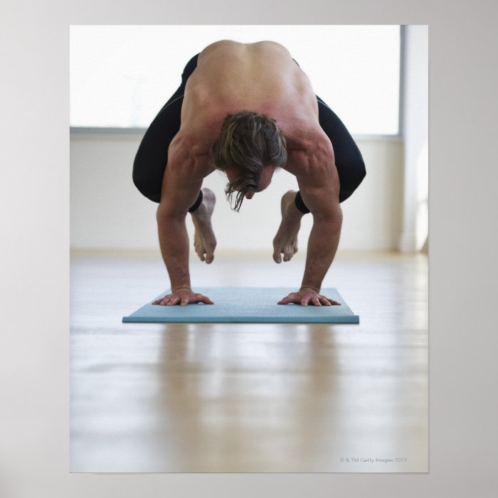 Man doing workout on yoga mat print