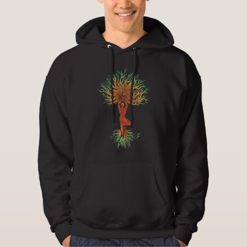 Man doing yoga in nature design hoodie