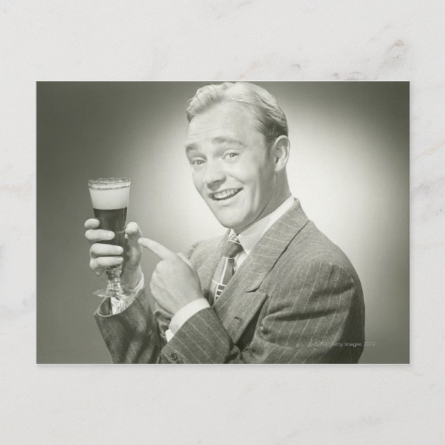 Man Drinking Postcard (Front)