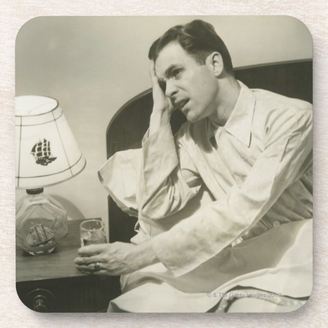 Man Drinking Water Drink Coaster (Front)