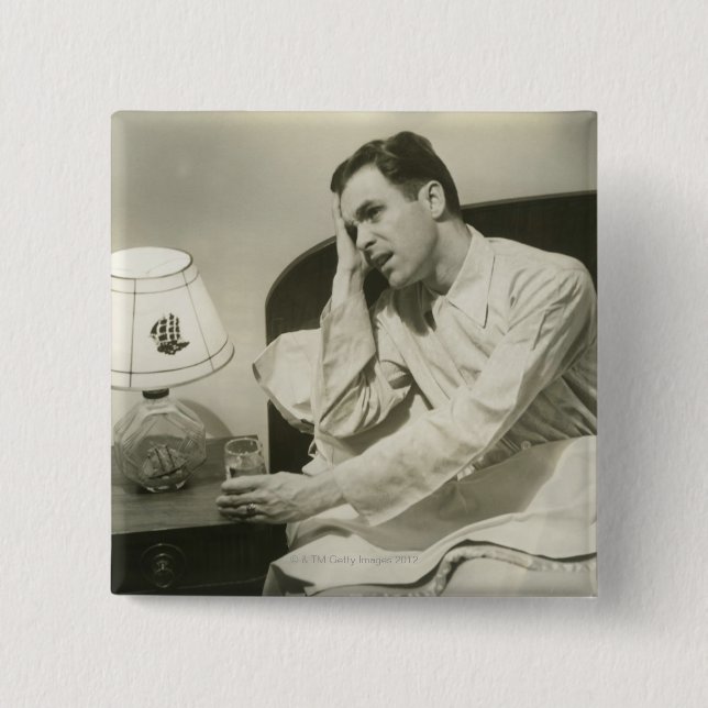 Man Drinking Water Pinback Button (Front)