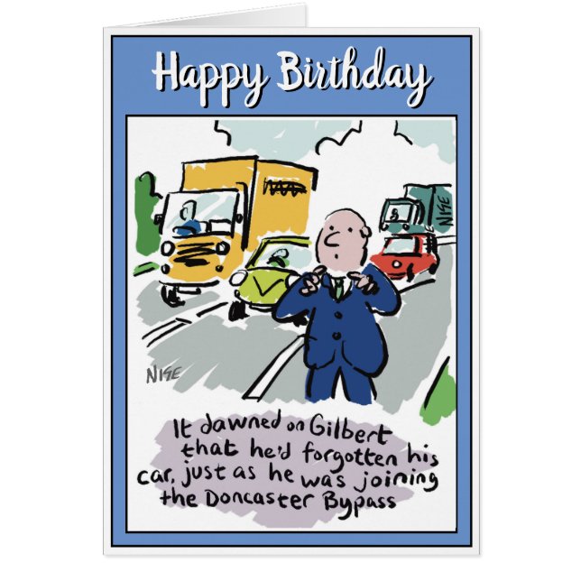 Man Driving Realizes He's Forgotten His Car. (Front)