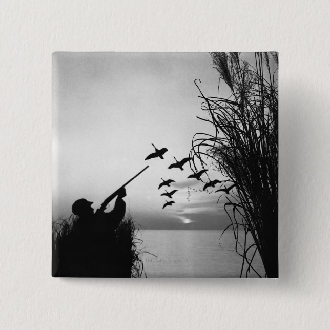 Man Duck Hunting Button (Front)