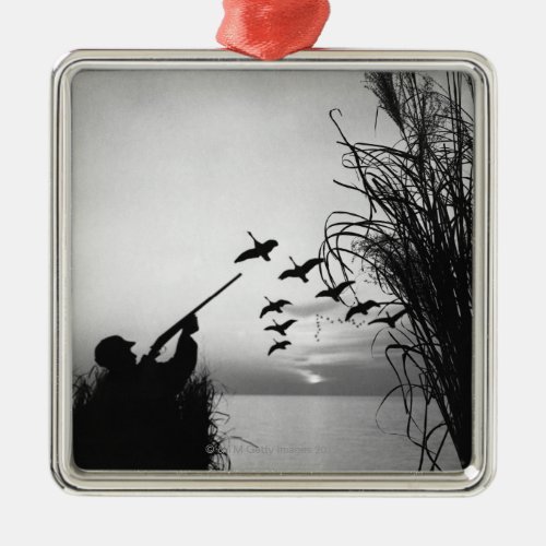 Man Duck Hunting Metal Ornament