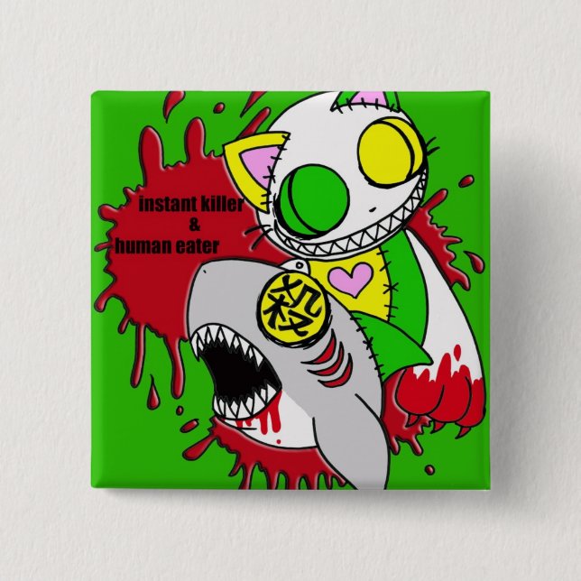 Man Eater and Instant Kill Green Pinback Button (Front)