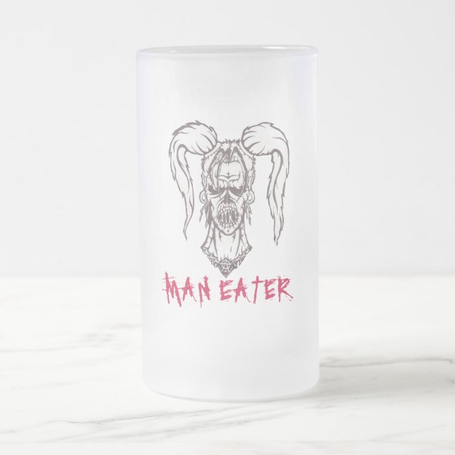 MAN EATER Tall Frosted Mug (Center)