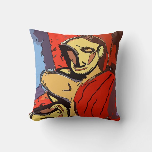 Man Face Abstract Throw Pillow (Front)