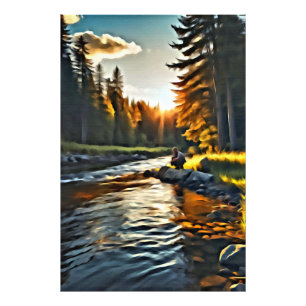 *~* Man Fishing Art Stream Nature AP49 Photo Print