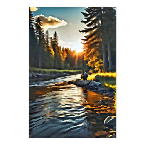  Man Fishing Art Stream Nature AP49  Photo Print