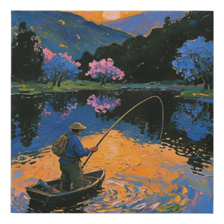 Man Fishing Faux Canvas Print