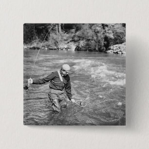 Man Fishing Pinback Button