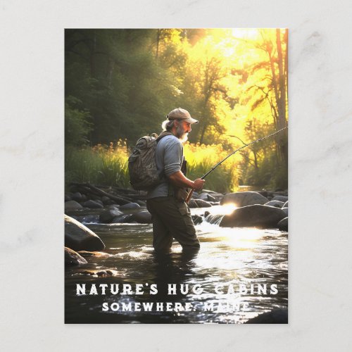  Man Fishing Stream AP49 River Stream Postcard