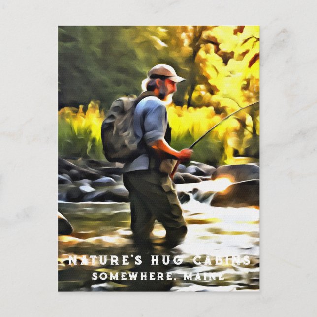 *~* Man Fishing Stream AP49 Sun Stream Postcard (Front)