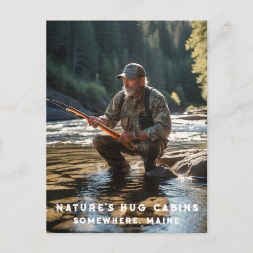  Man Fishing Stream Maine Peace AP49 Nature Postcard